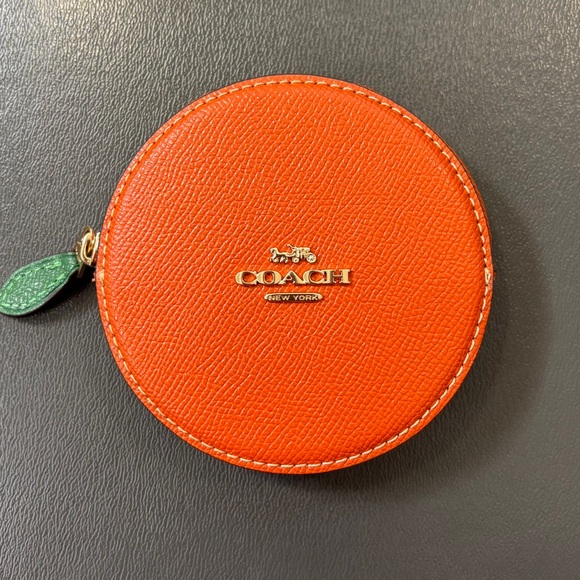 Coach Vibrant Orange Round Coin Purse - Picture 1 of 5